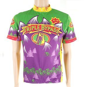 Primal Colorado Triple Bypass 2005 Cycling Jersey 3/4 Zip Purple Green Size L